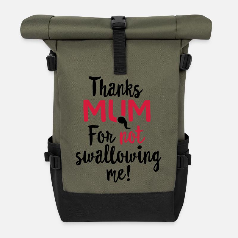 Thanks mum for not swallowing me mother's day gift - Roll Top Backpack - olive/black
