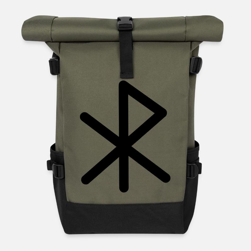 Liebe Viking Runes LIEBE - Rolltop Rucksack - Olive/Schwarz