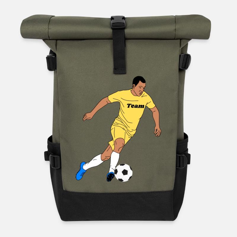 Yellow Team Player Motif - Roll Top Backpack - olive/black