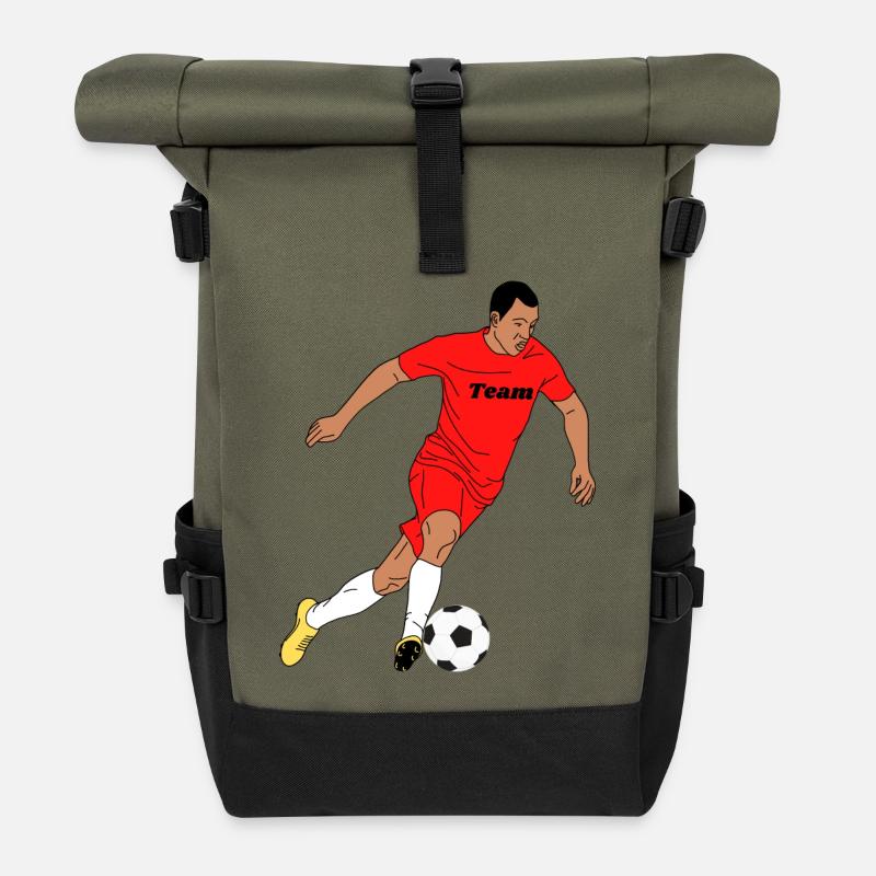 Red footballer in team design - Roll Top Backpack - olive/black
