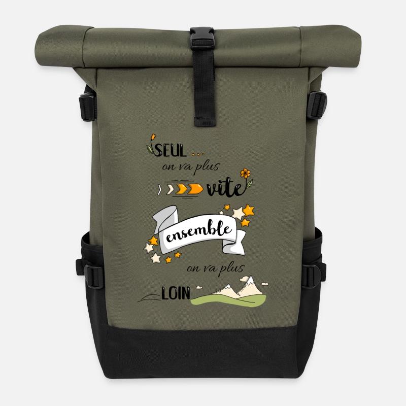 Ensemble on va plus loin - Sac à dos roll top - olive/noir