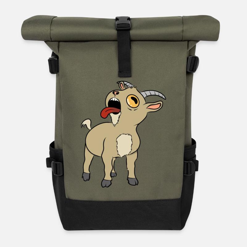Bleating goat - Roll Top Backpack - olive/black