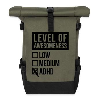 ADHD - Roll Top Backpack - olive/black - Front