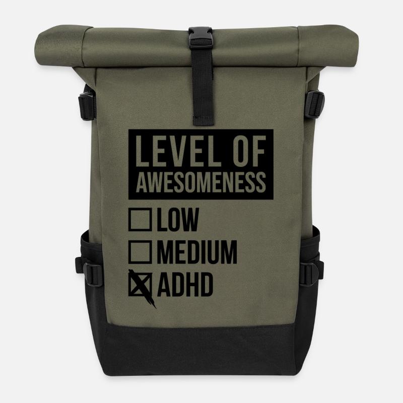 ADHD - Roll Top Backpack - olive/black