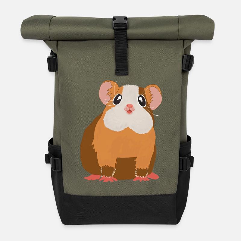 Meerschweinchen - Rolltop Rucksack - Olive/Schwarz