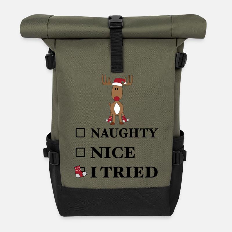 Lustige Sprüche Weihnachten - Rolltop Rucksack - Olive/Schwarz