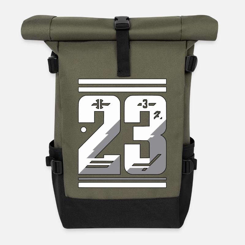 Stylish Number 23 Graphic - Roll Top Backpack - olive/black