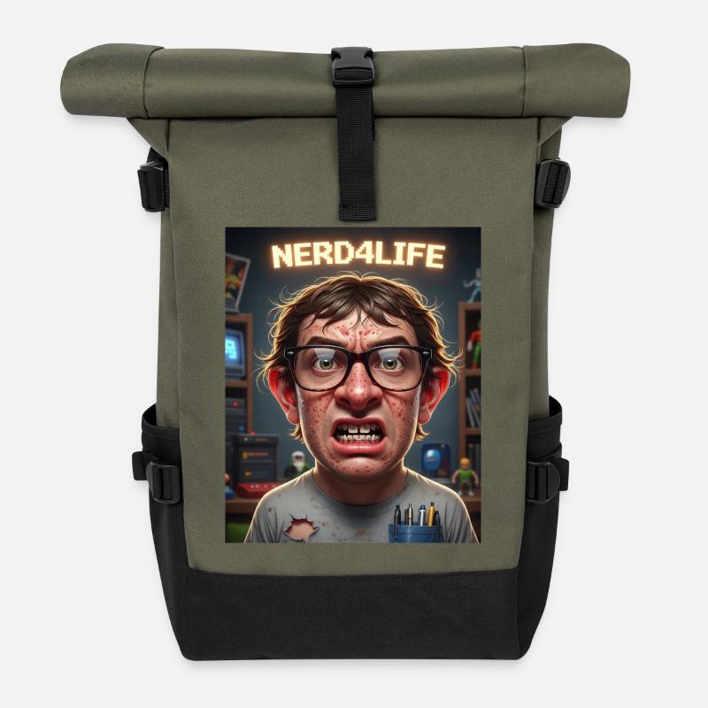 Nerd4Life Impression de style pixel - Sac à dos roll top - olive/noir