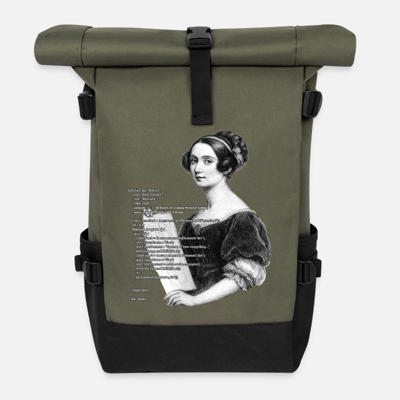 Ada Lovelace Ästhetische Malerei - Rolltop Rucksack - Olive/Schwarz