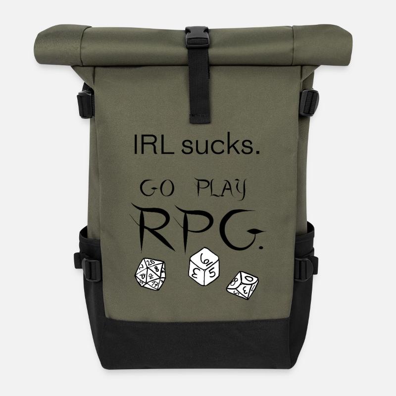 Im echten Leben ist es schrecklich, spiel RPG (schwarz) - Rolltop Rucksack - Olive/Schwarz