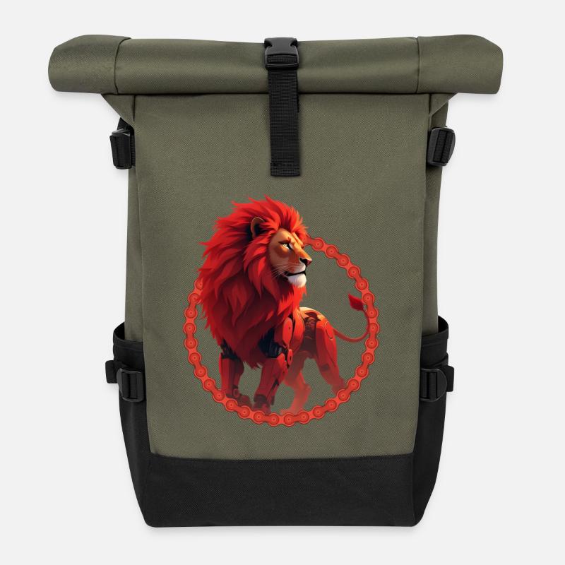 Lion Cyber Rouge dans le ring - Sac à dos roll top - olive/noir