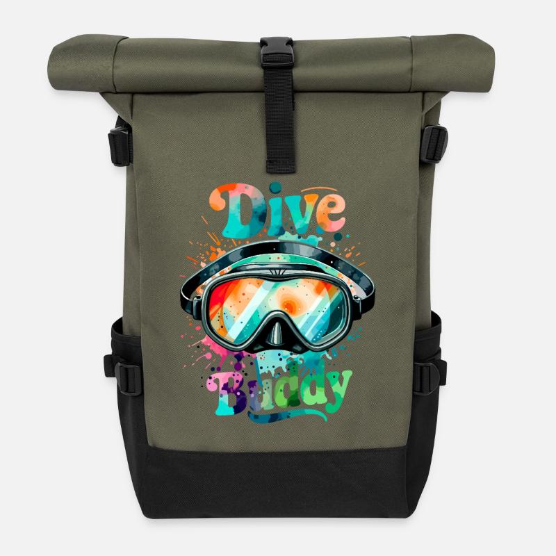 Dive Buddy Taucherbrille - Rolltop Rucksack - Olive/Schwarz