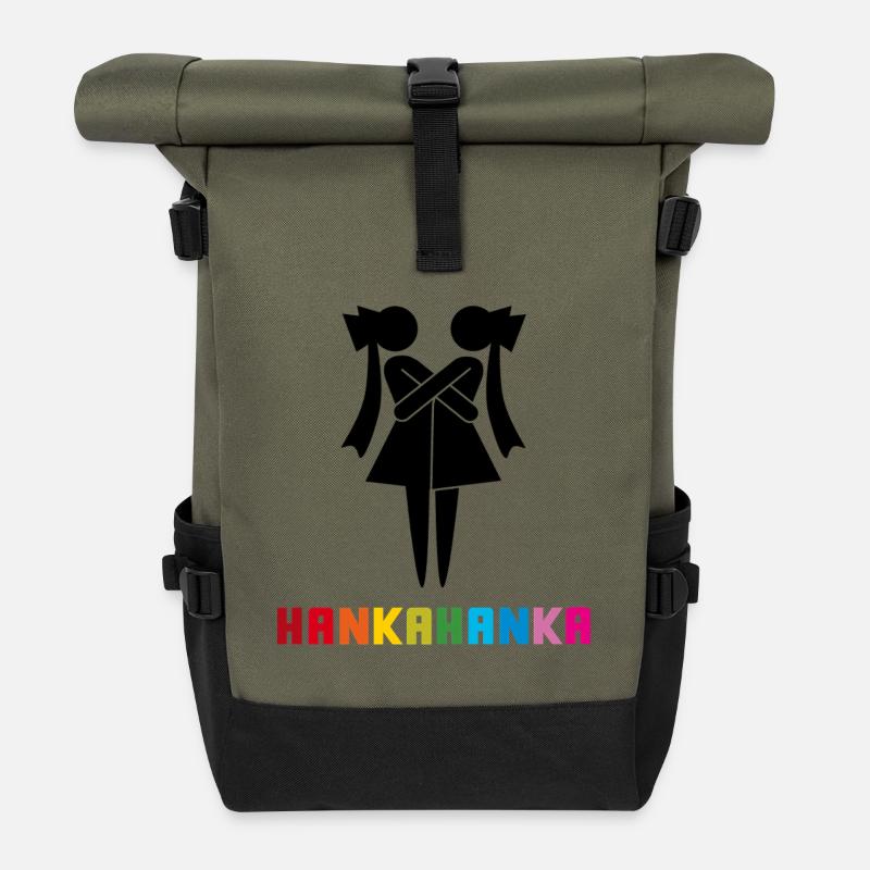 HANKAHANKA - Roll Top Backpack - olive/black