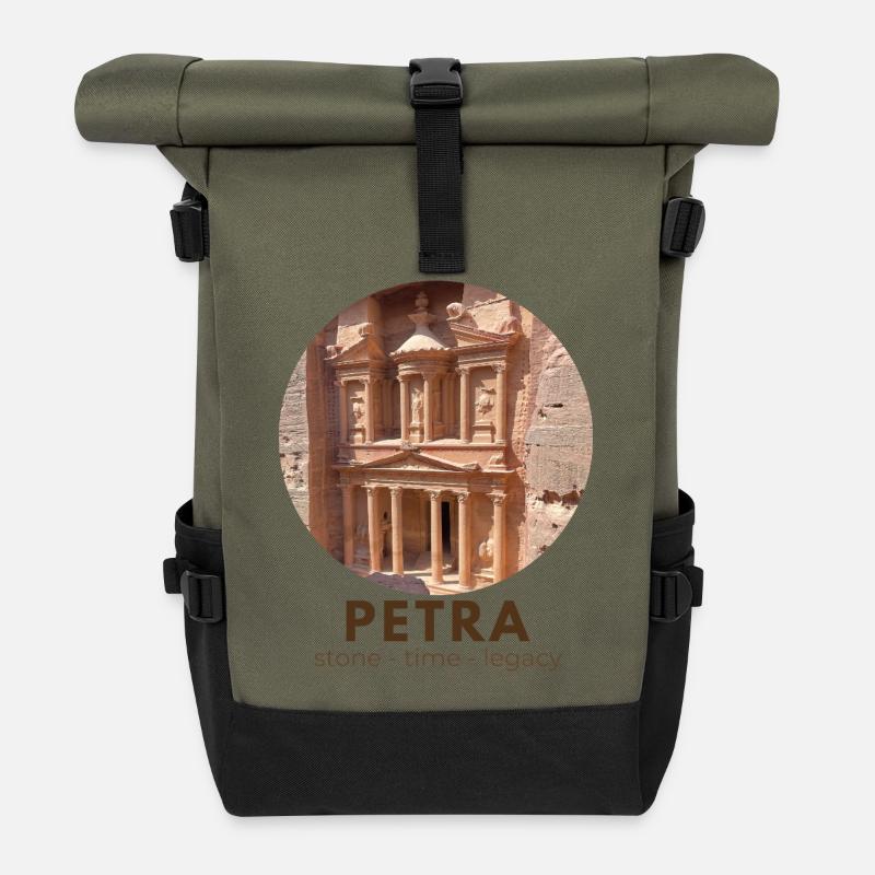 Petra Treasure House 3 - Roll Top Backpack - olive/black