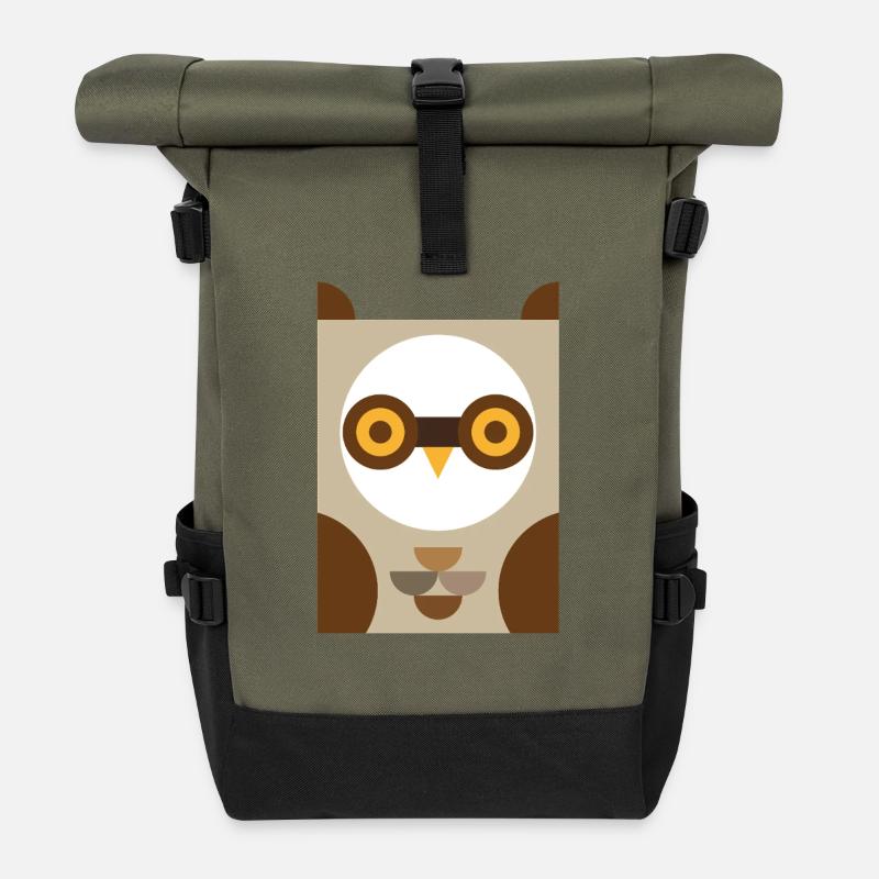 Owl - Roll Top Backpack - olive/black