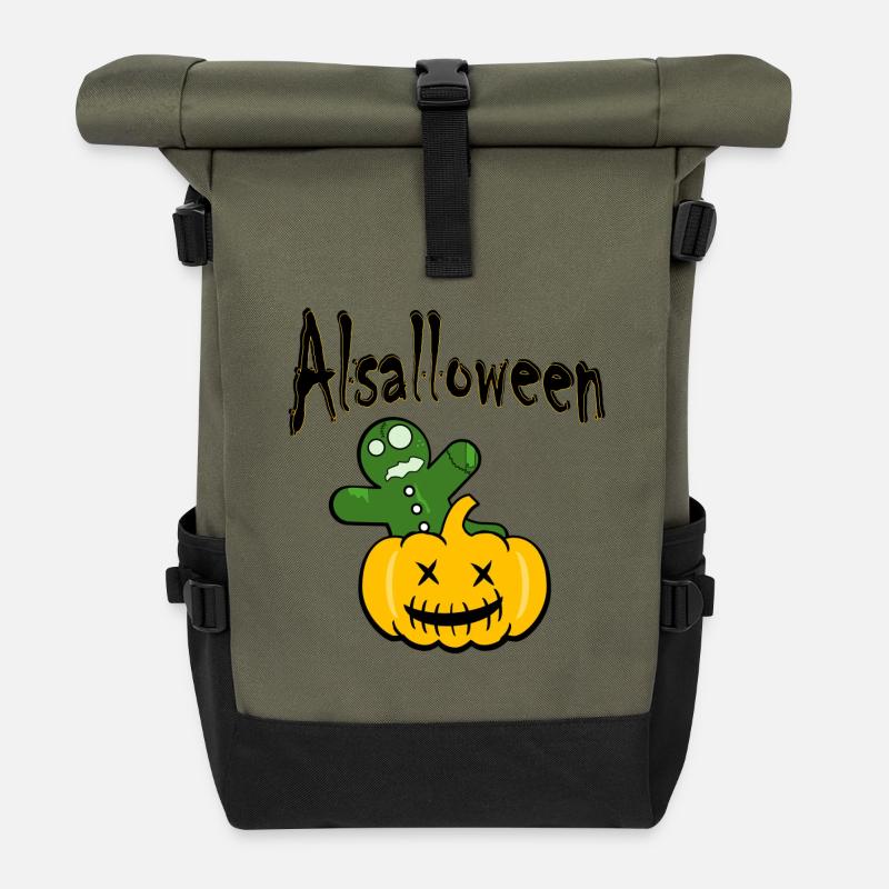 Alsalloween - Roll Top Backpack - olive/black