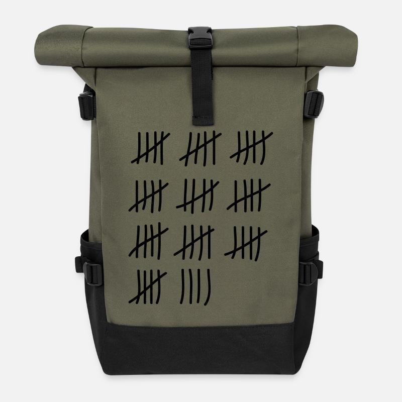 tage_zaehlen_54 - Rolltop Rucksack - Olive/Schwarz