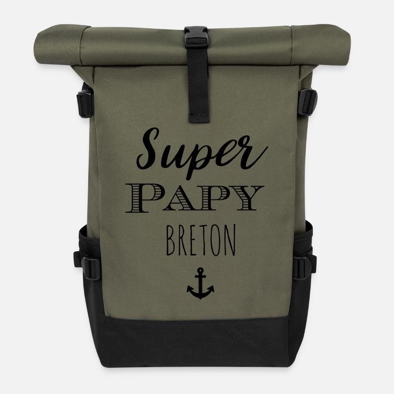 Super Papy Breton - Sac à dos roll top - olive/noir