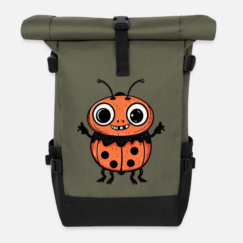 Marienkäfer Halloween Comic Lustig - Rolltop Rucksack - Olive/Schwarz