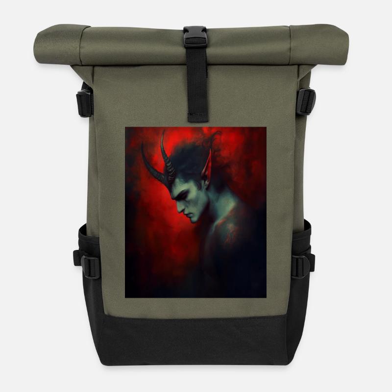 Devil - Roll Top Backpack - olive/black