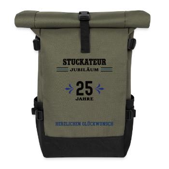 Stuckateur 25 Jahre Jubiläum 25. jähriges Jubi - Rolltop Rucksack - Olive/Schwarz - Vorne