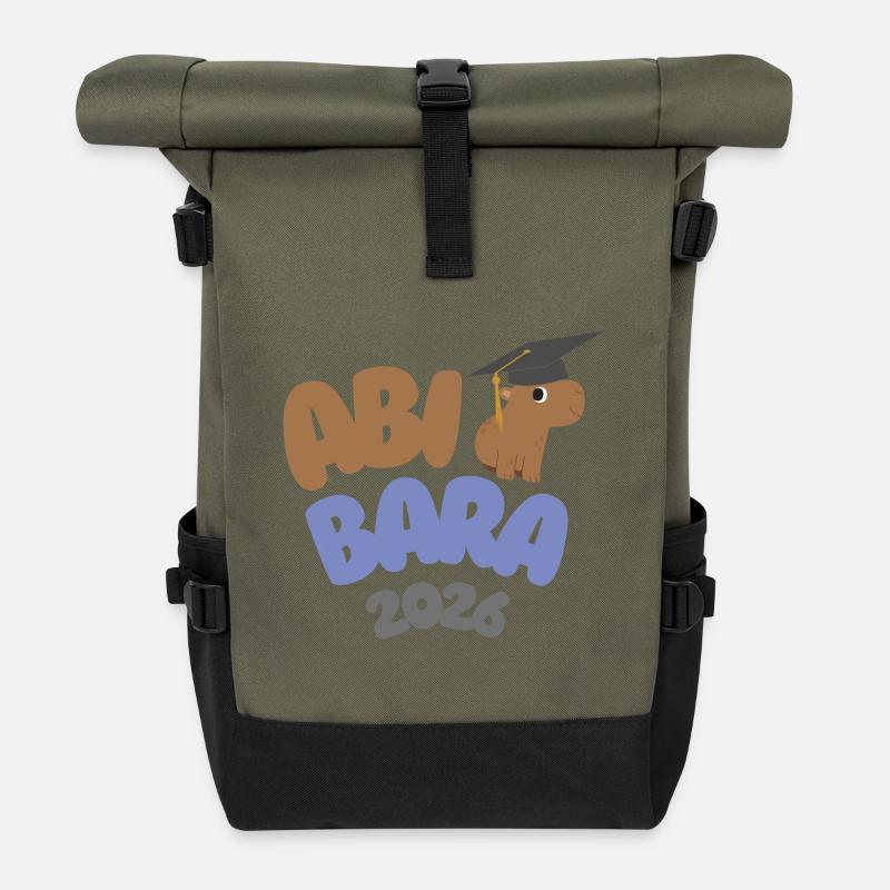 AbiBara 2026 – Chillen bis zum Abschluss - Rolltop Rucksack - Olive/Schwarz