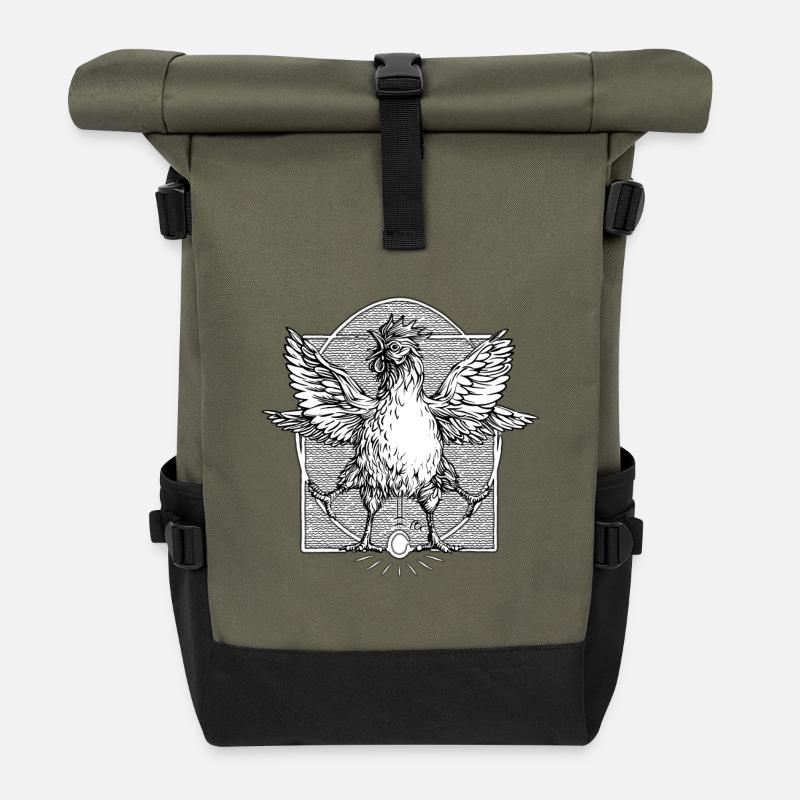Der Hahn Vitruvian - Rolltop Rucksack - Olive/Schwarz