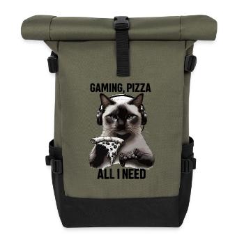 Drôles de chats Jeux Pizza Gamer Gamer Jeux - Sac à dos roll top - olive/noir - Devant