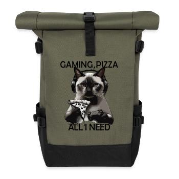 Drôles de chats Jeux Pizza Gamer Gamer Jeux - Sac à dos roll top - olive/noir - Devant