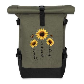 Fleurs d’été Fleur Inspiration Dicton de motivation - Sac à dos roll top - olive/noir - Devant