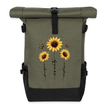 Fleurs d’été Fleur Inspiration Dicton de motivation - Sac à dos roll top - olive/noir - Devant