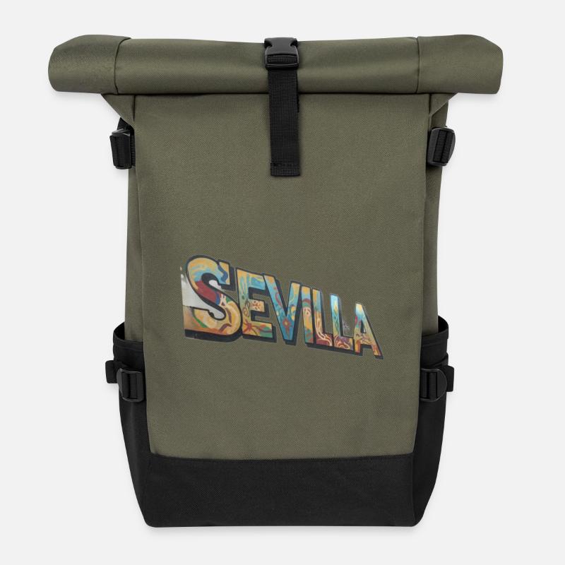 Sevilla Graffiti Farbenspiel - Rolltop Rucksack - Olive/Schwarz