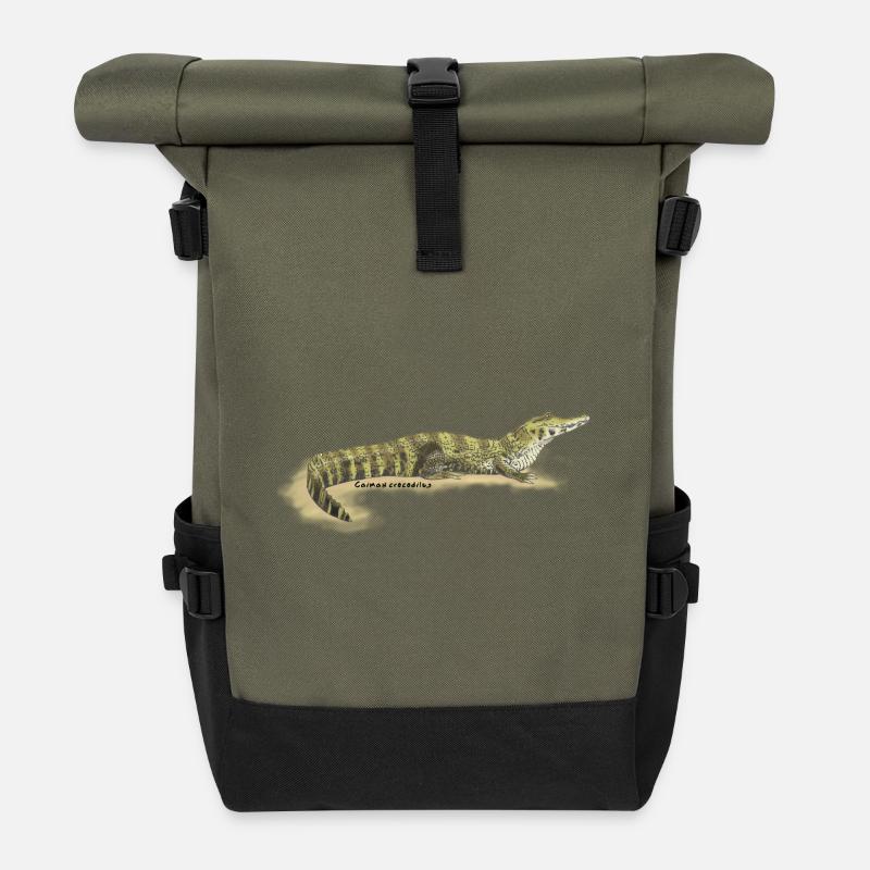 Baba (Caiman crocodilus) - Roll Top Backpack - olive/black