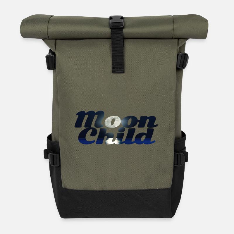 Moonchild Silhouette Design - Roll Top Backpack - olive/black