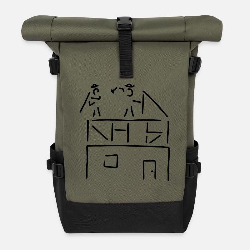 zimmermann bei hausbau - Rolltop Rucksack - Olive/Schwarz