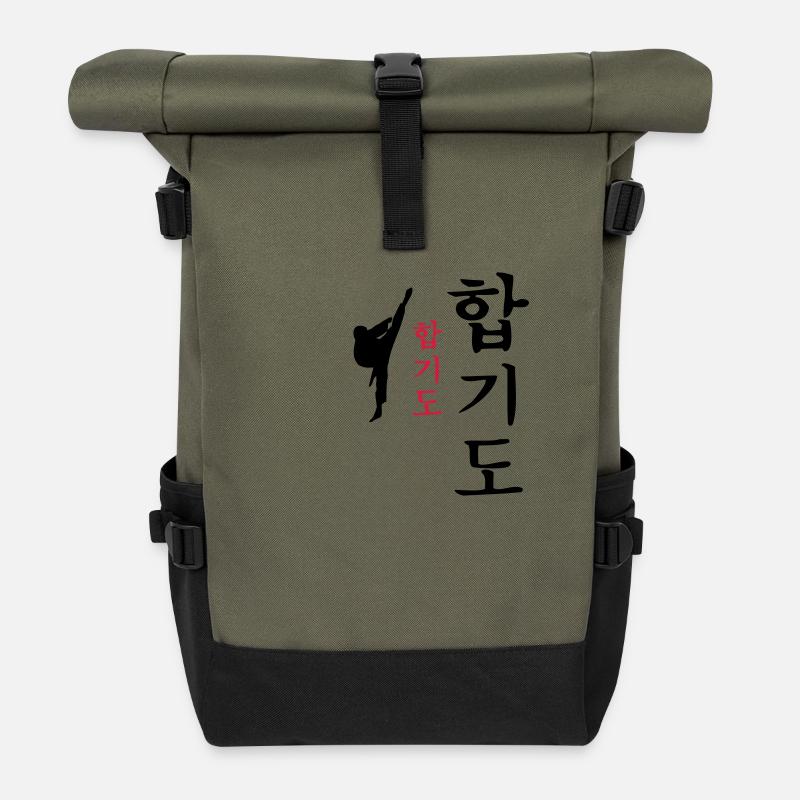 Hapkido Kick - Rolltop Rucksack - Olive/Schwarz