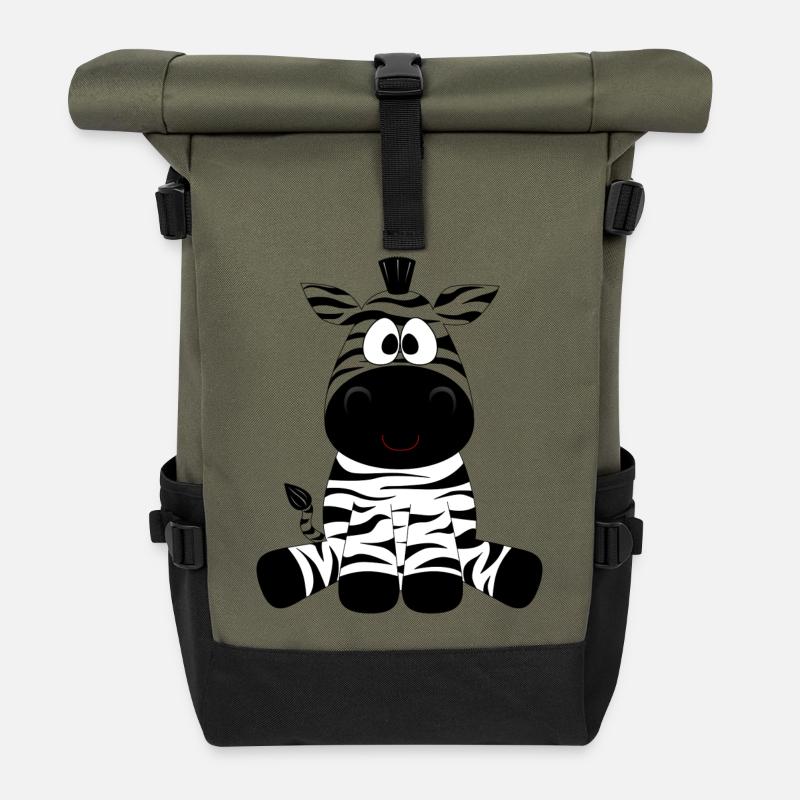 Süßes Zebra-Motiv! - Rolltop Rucksack - Olive/Schwarz