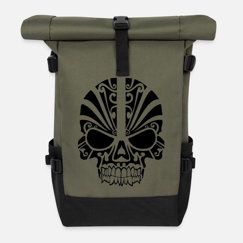 crâne - Sac à dos roll top - olive/noir