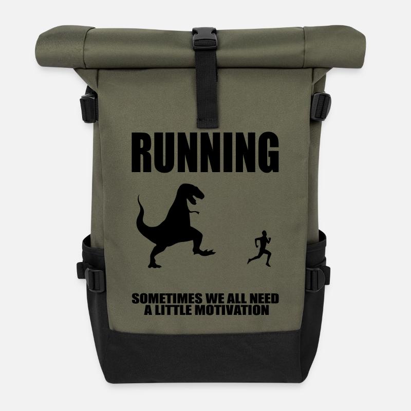 running motivation - Roll Top Backpack - olive/black