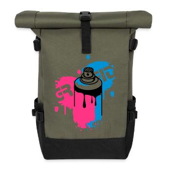 graffiti bombe aérosol - Sac à dos roll top - olive/noir - Devant