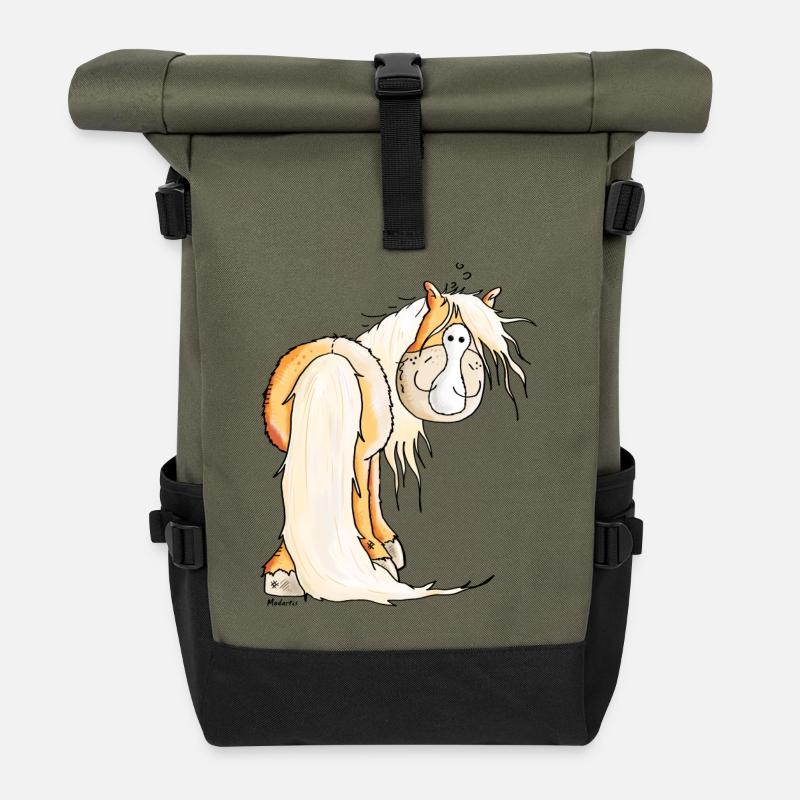 Goldiger Haflinger - Rolltop Rucksack - Olive/Schwarz