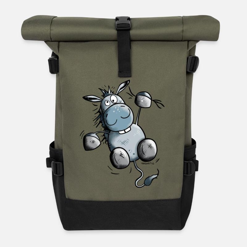 Esel hängt ab - Rolltop Rucksack - Olive/Schwarz