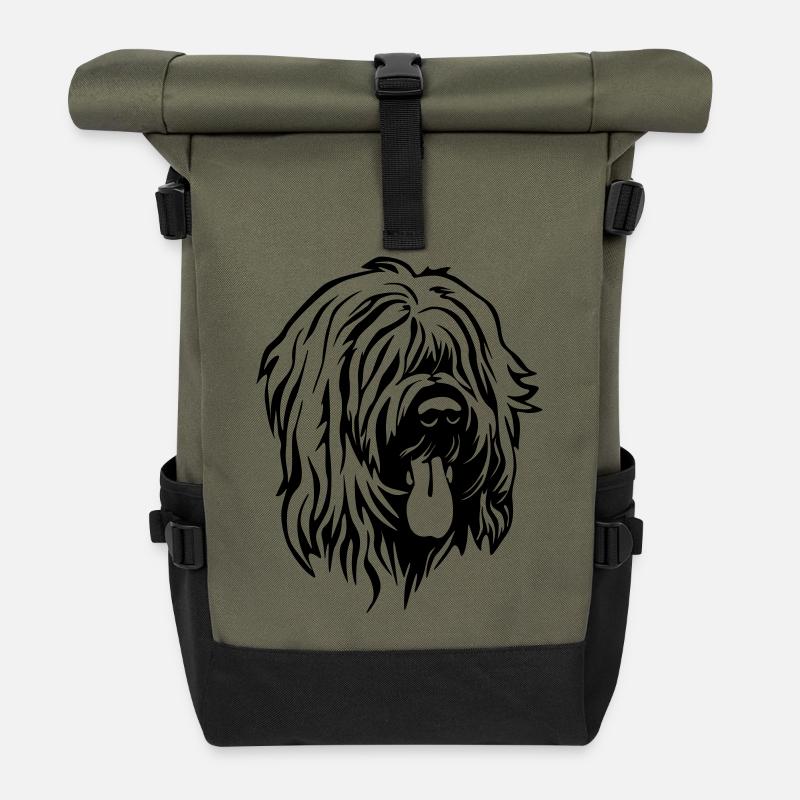 Briard Kopf - Rolltop Rucksack - Olive/Schwarz