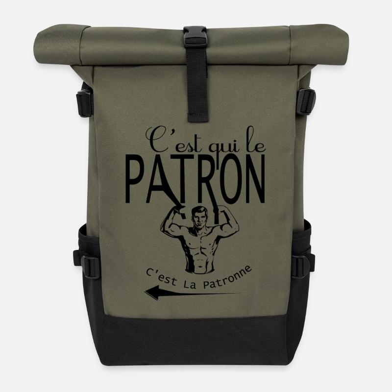 C'est qui le patron - Sac à dos roll top - olive/noir