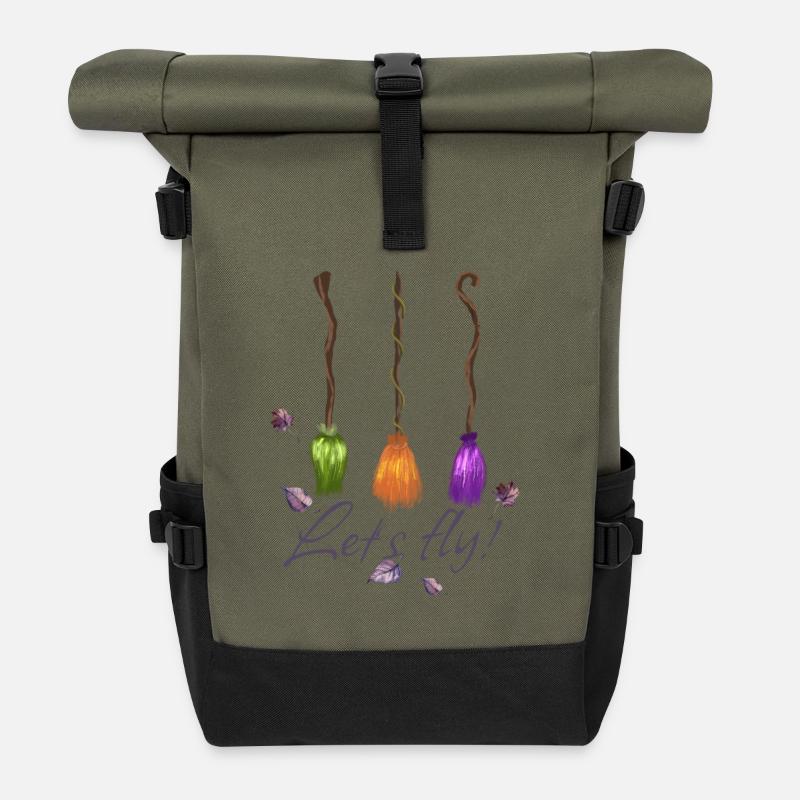Balai de sorcières Volons! - Sac à dos roll top - olive/noir