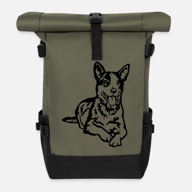 Bouvier australien - Sac à dos roll top - olive/noir