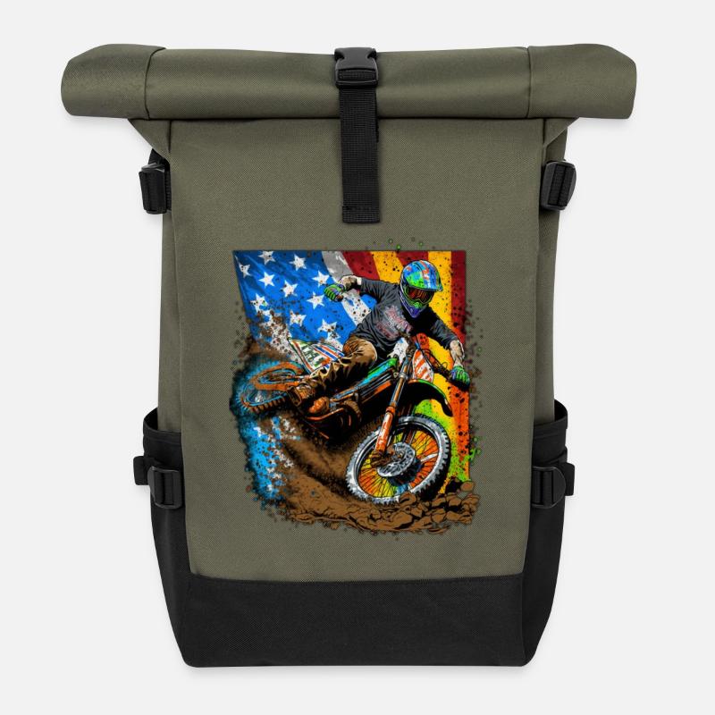 Moto X American Splash - Sac à dos roll top - olive/noir