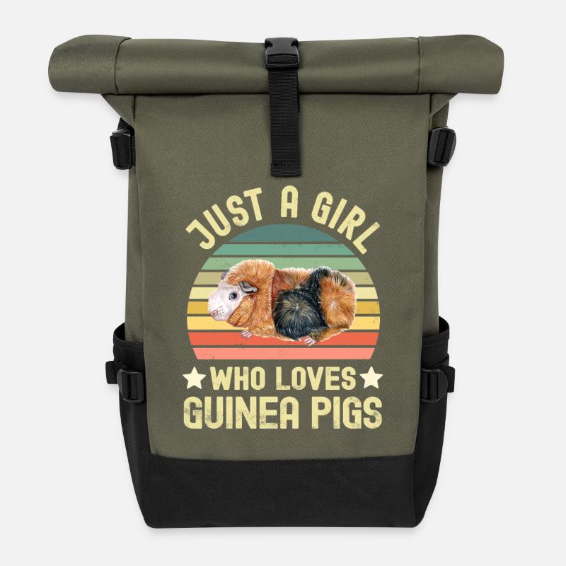 Meerschweinchen - Rolltop Rucksack - Olive/Schwarz