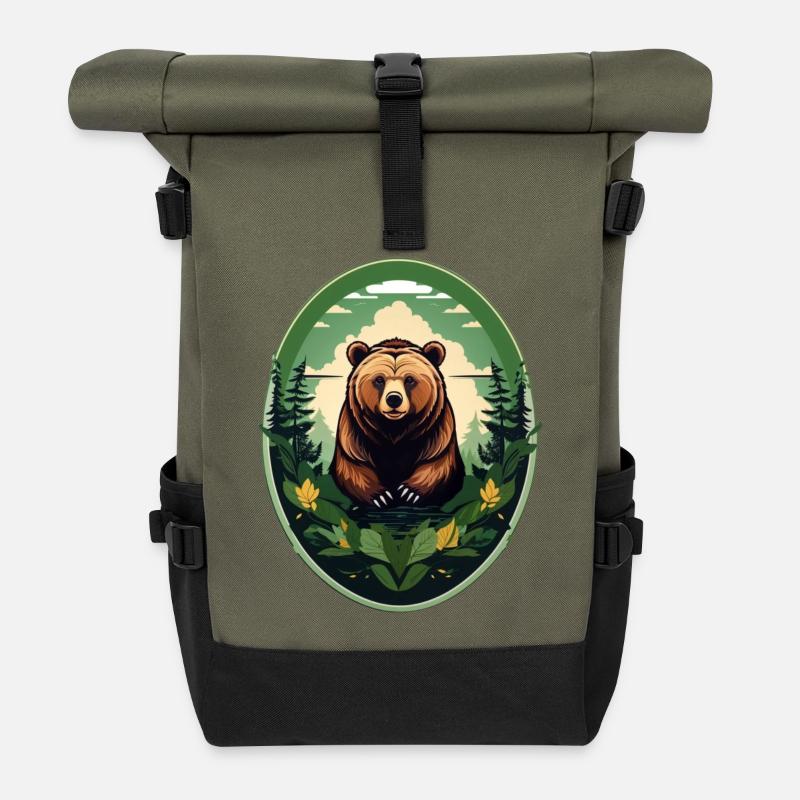 Braunbär - Rolltop Rucksack - Olive/Schwarz