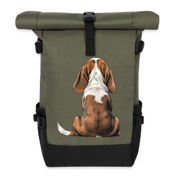 Basset Hound - Roll Top Backpack - olive/black - Front